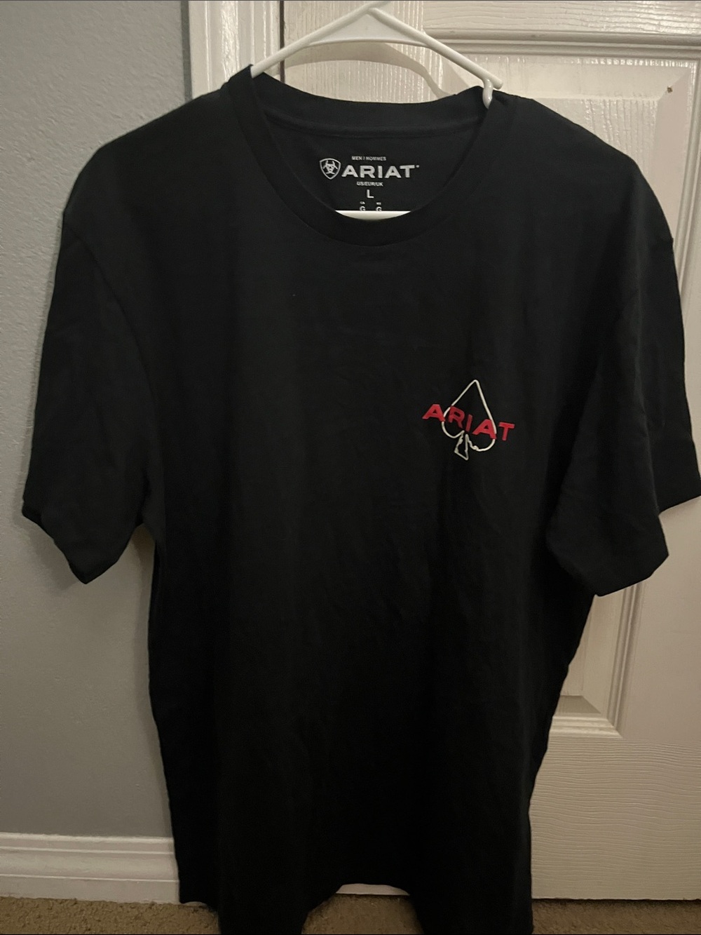 Ariat Black Short Sleeve Tee with Red Logo and White Trim